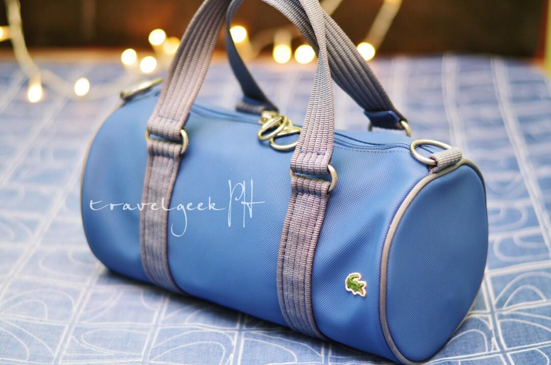 Rare Lacoste Mini Duffle Gym Sling Messenger Cylinder Crossbody Roll