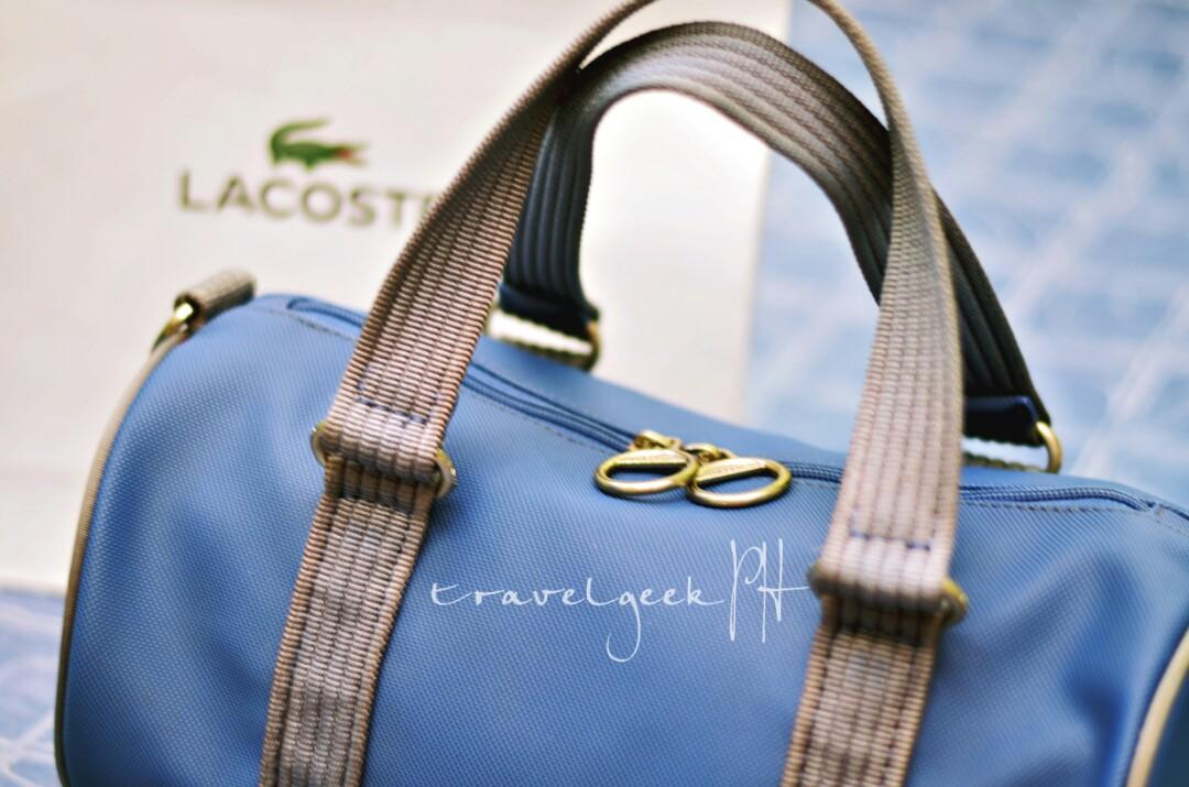 Rare Lacoste Mini Duffle Gym Sling Messenger Cylinder Crossbody Roll