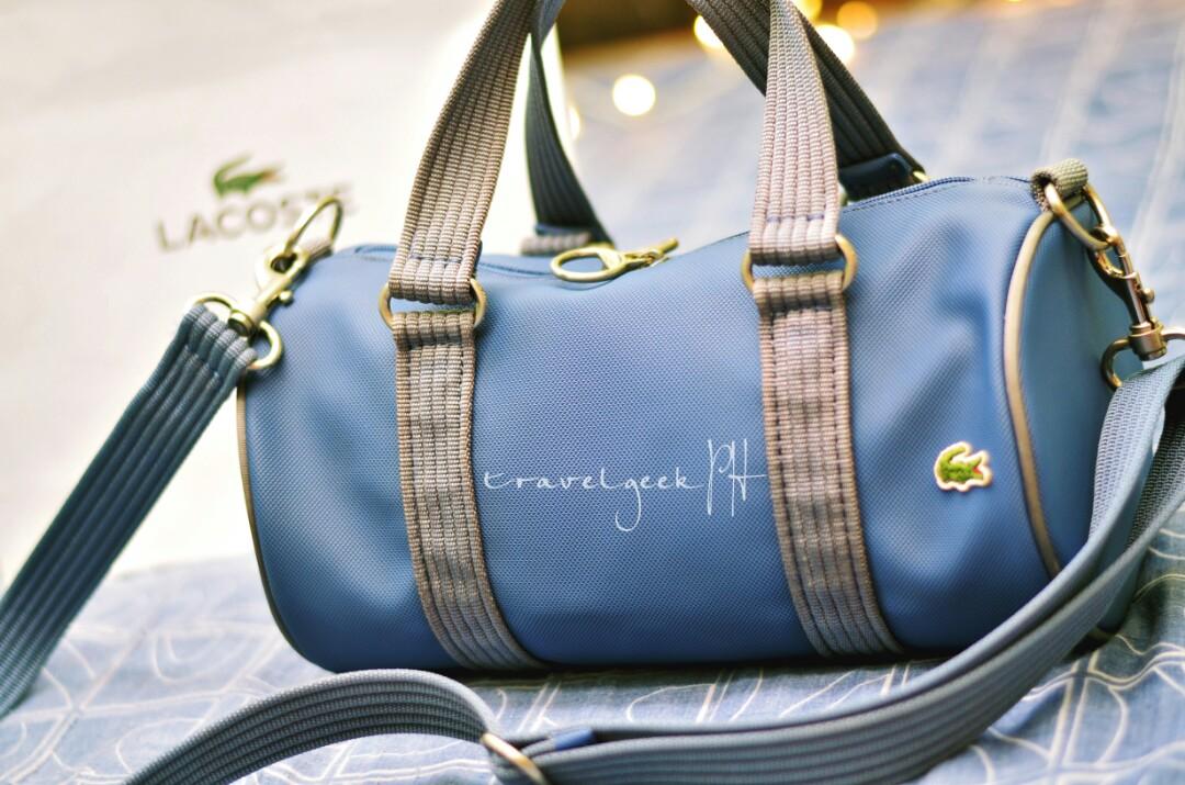 Rare Lacoste Mini Duffle Gym Sling Messenger Cylinder Crossbody Roll
