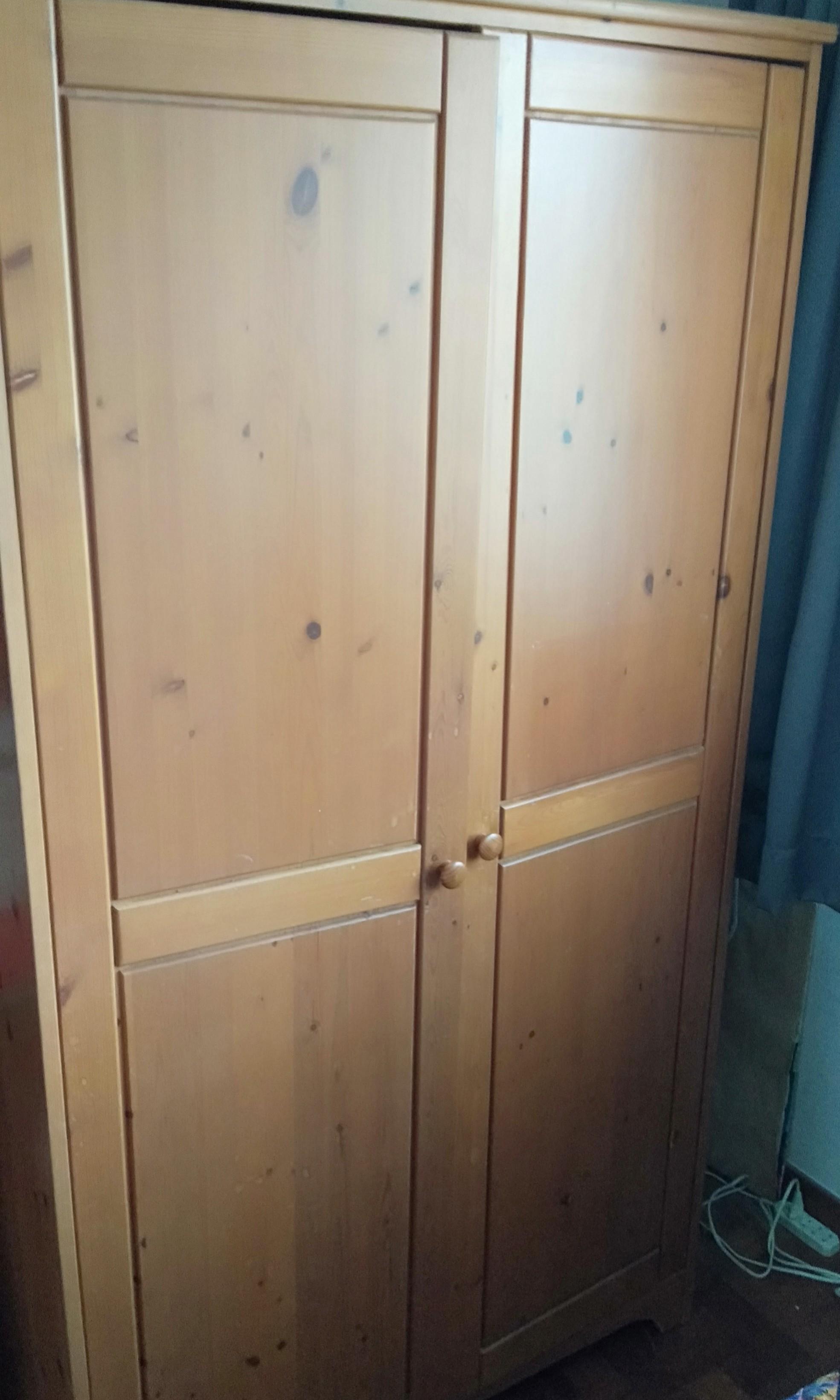 Solid Pine Wardrobe With 2 Flap Doors Non Ikea Furniture