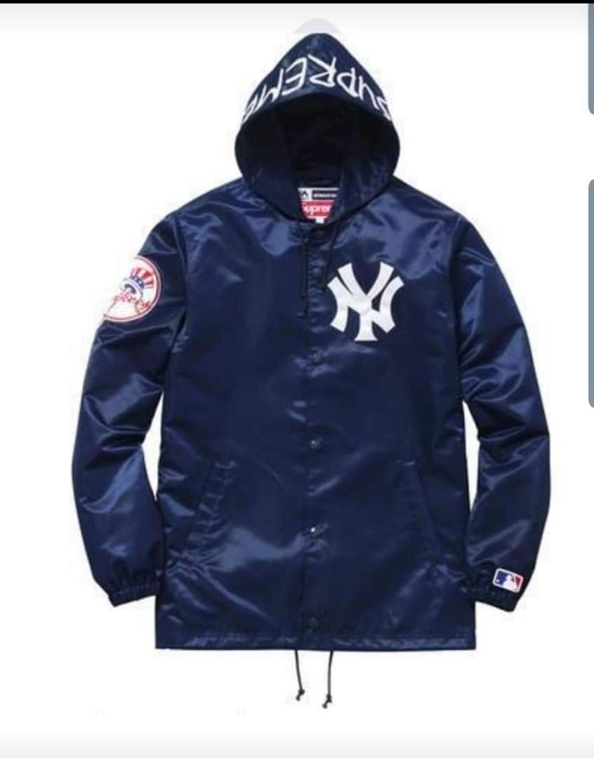 Supreme Yankees Satin Hooded Jacket Navy
