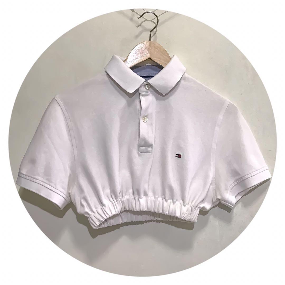 tommy hilfiger cropped polo shirt