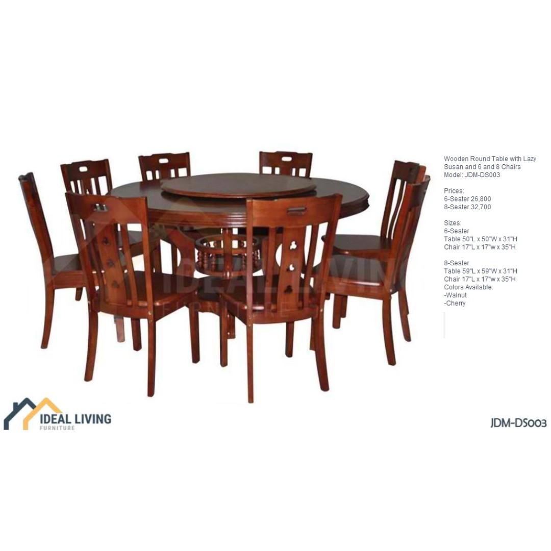 Wooden Round Table With Lazy Susan And 6 And 8 Chairs Ideal