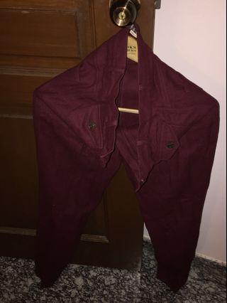 Naf Naf Dark Red Wool pants size 38 European