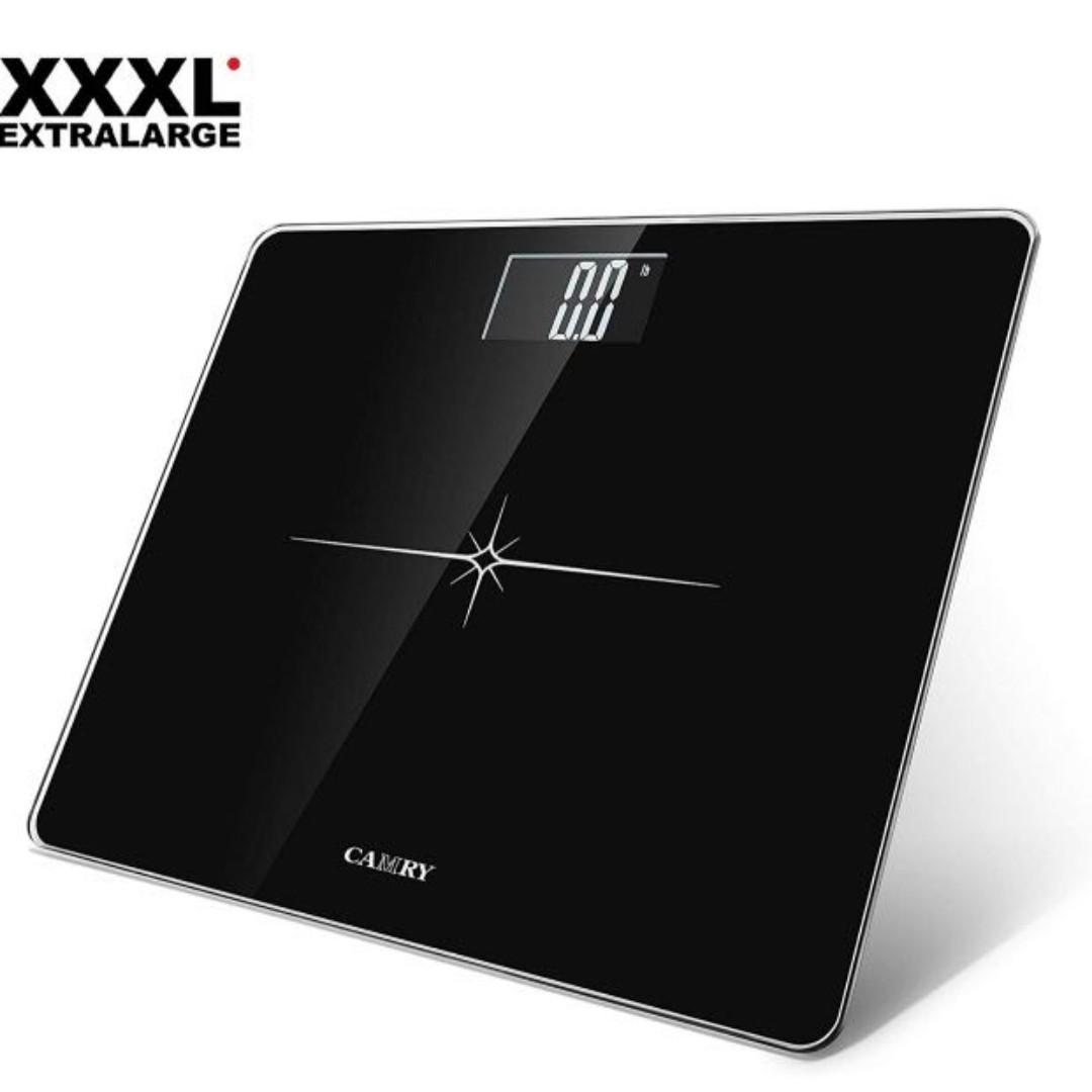 400lb/28st/180kg,Tempered Glass and Large Easy Read Backlit LCD Display Black Camry Bathroom Scale Digital Body Weight Scales,13.7inch Larger Platform Step-on Technology 