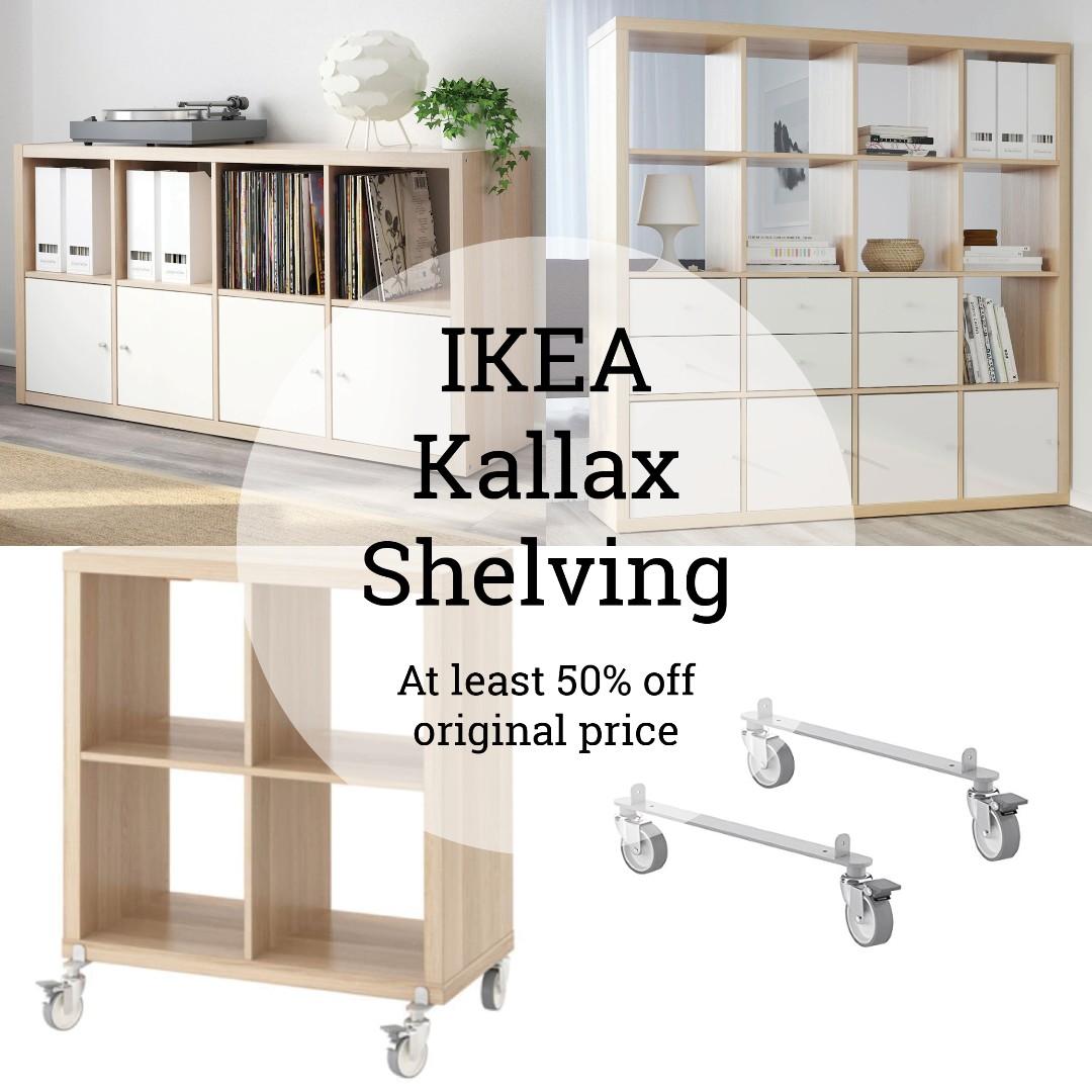 50 Off Ikea Kallax Shelves White Stained Oak Effect On Carousell