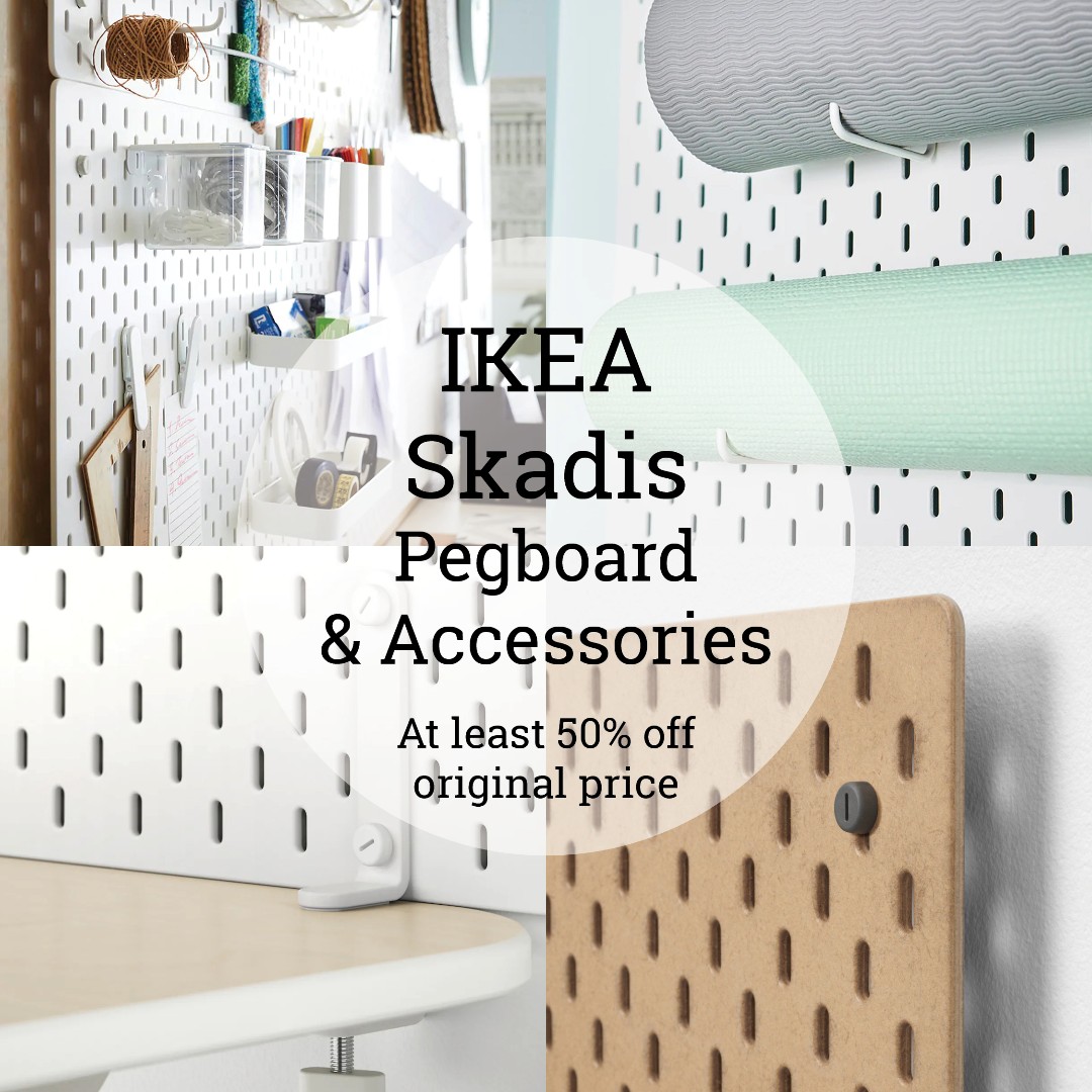 50 Off Ikea Skadis System Pegboard And Accessories Furniture Home Living Furniture Shelves Cabinets Racks On Carousell