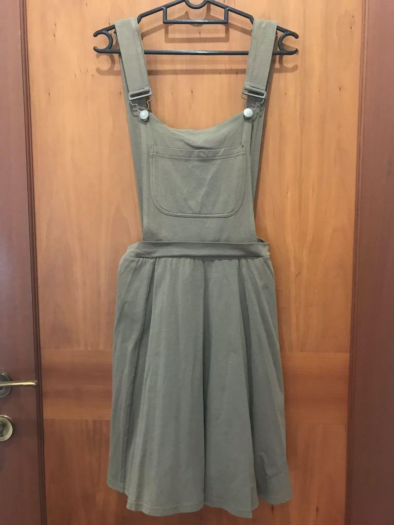 olive pinafore dress
