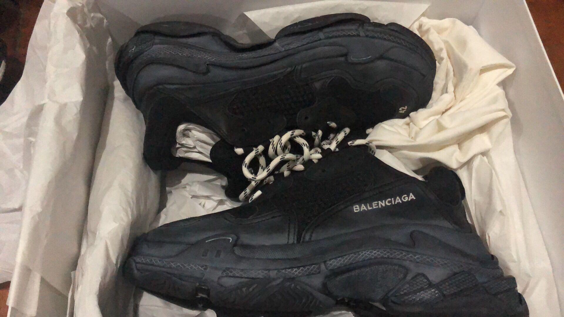 Balenciaga Triple S Triple Black 2018 Reissue Pre Distressed