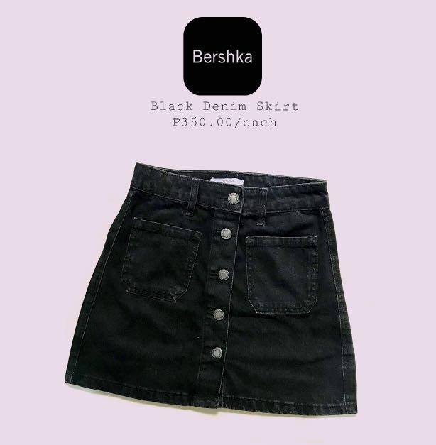 black denim skirt bershka