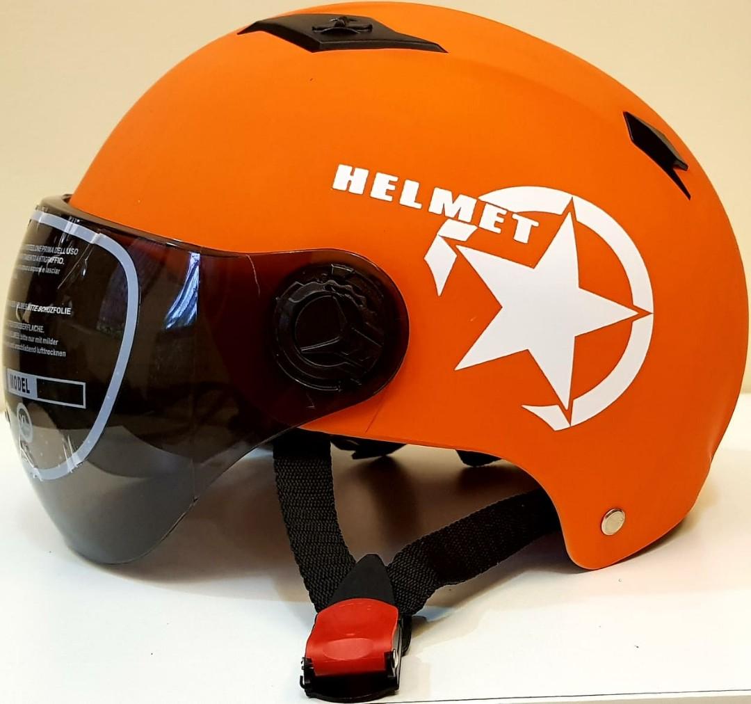 Brand New Mattr Orange Half Face w Visor Helmet Sports Equipment
