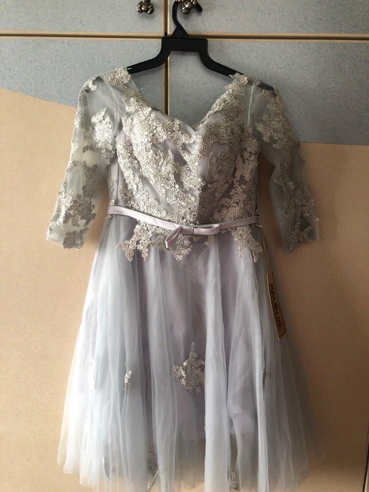 Grey Bridesmaid Wedding Function Dress Women S Fashion Clothes