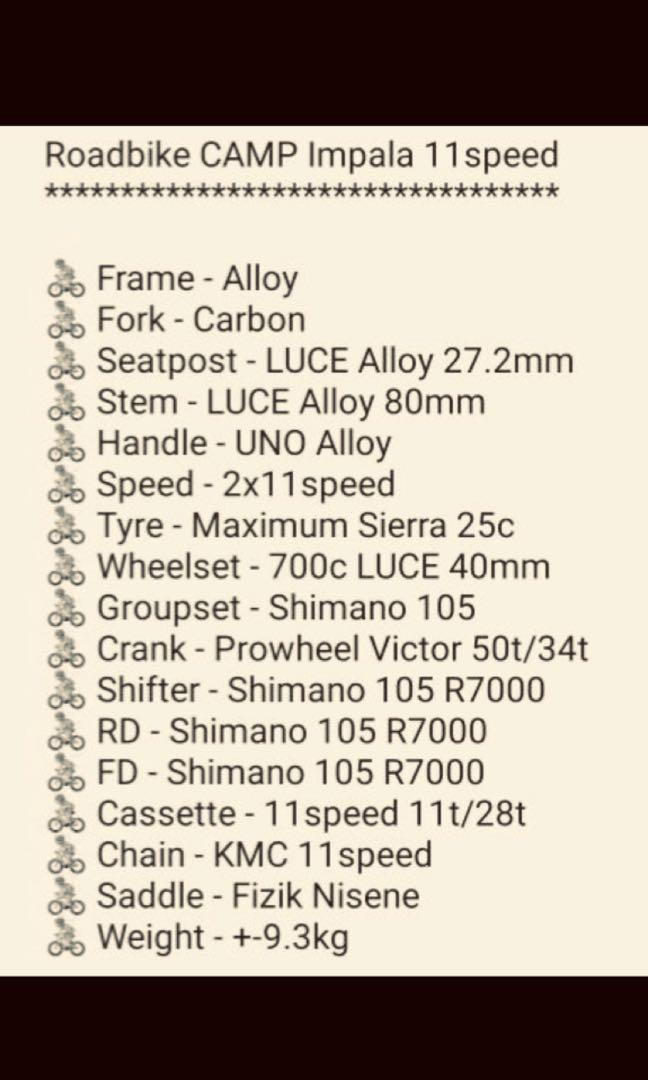 Camp bike size chart deals