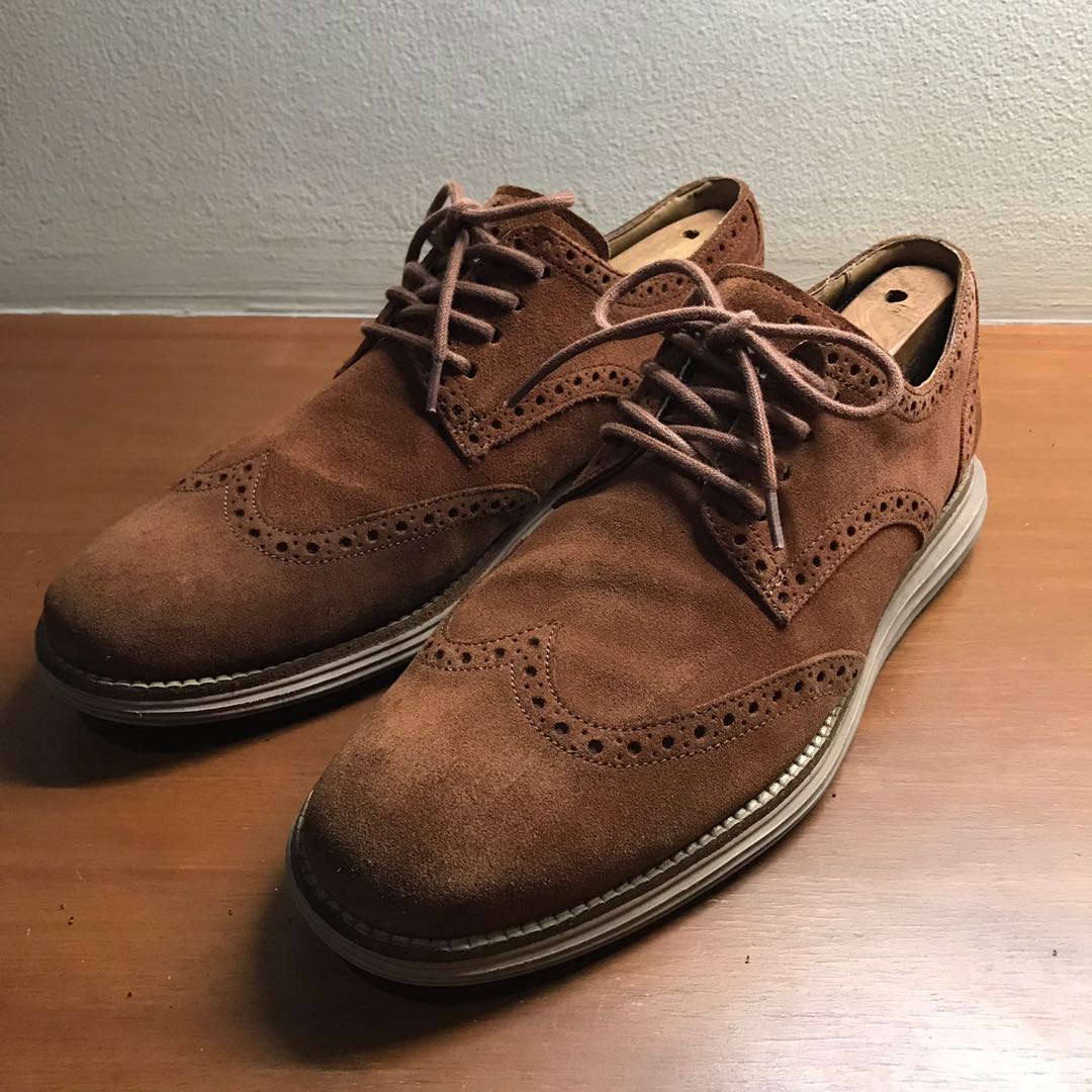 Cole Haan LunarGrand Wingtip Woodbury Suede, Men's Fashion, Footwear