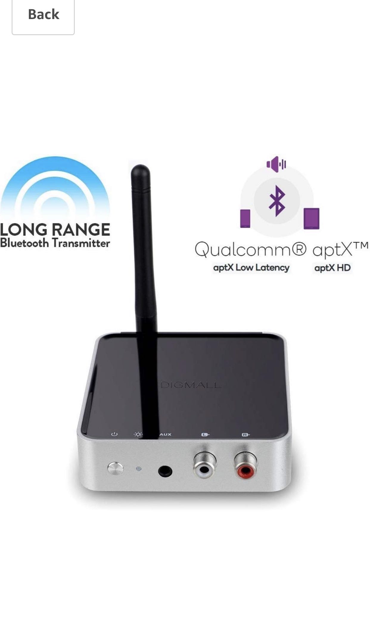 DIGMALL Long Range 328ft 2 IN 1 Bluetooth 5.0 Audio Transmitter