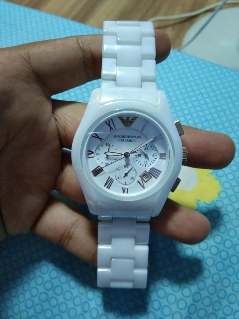 Emporio Armani Mens Ceramic White Chronograph Watch AR1416 For sale