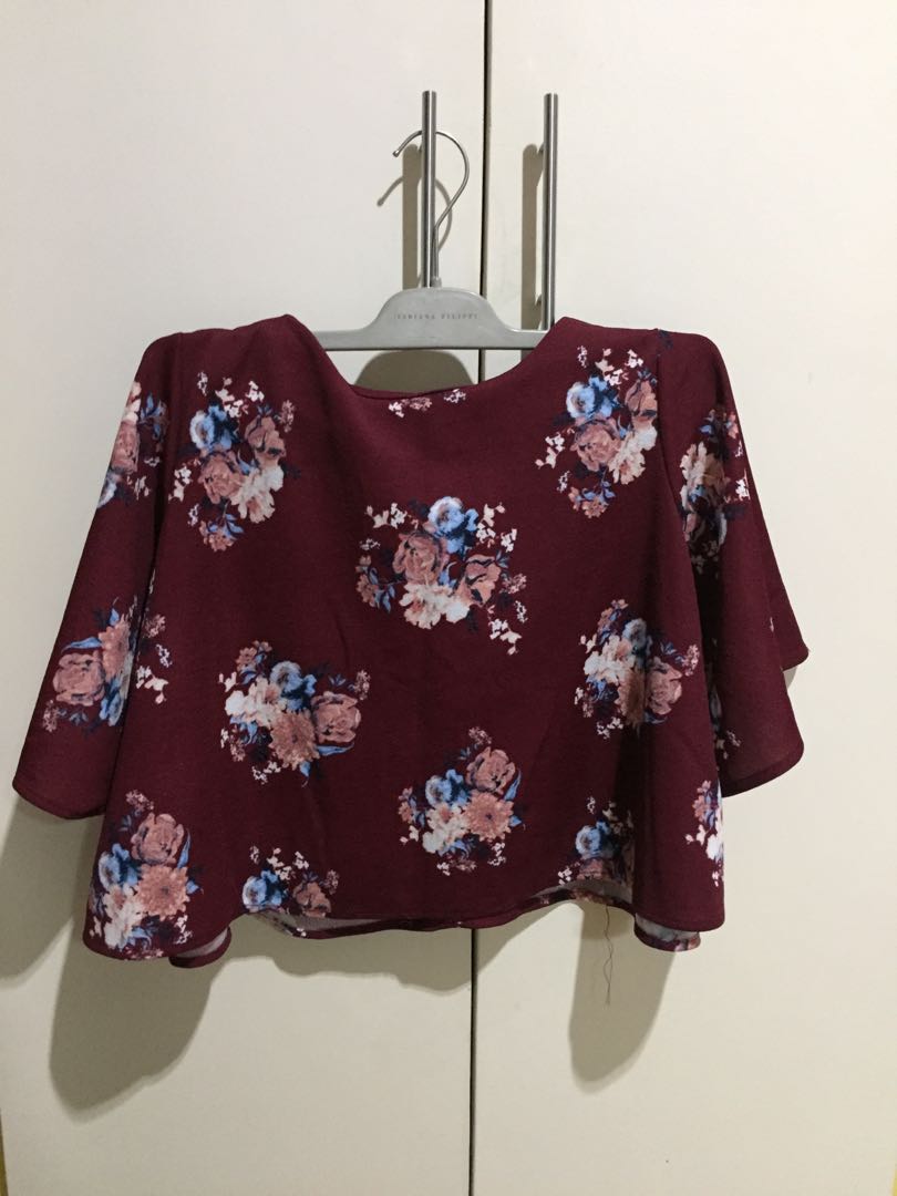 Best Self Top - Deep Red Floral