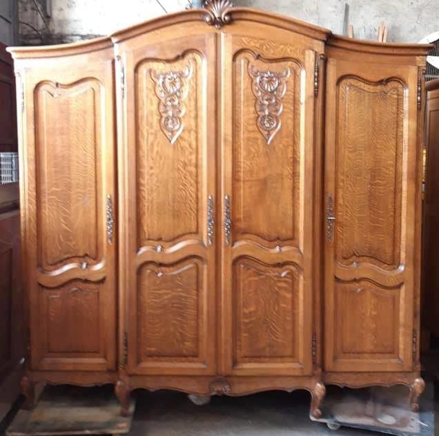 French 4 Door Oak Louis Xv Armoire Wardrobe On Carousell