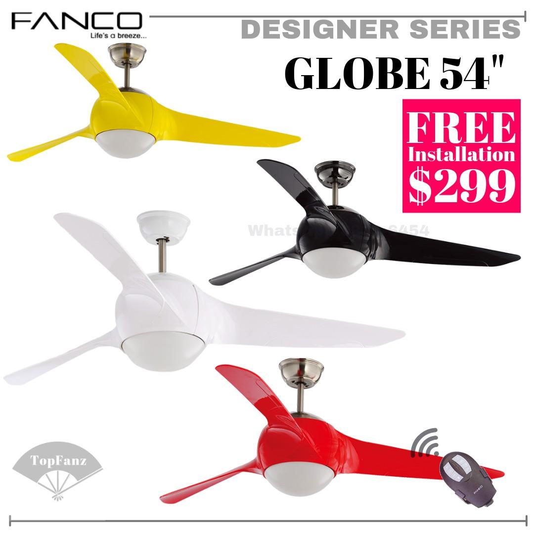 Globe 54 Fanco Designer Series Ceiling Fan With Free Installation