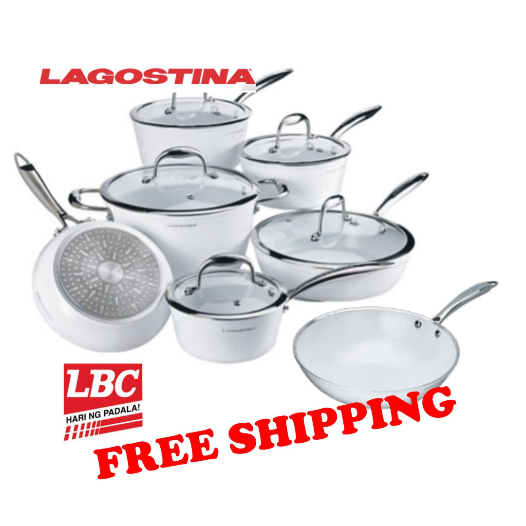 Lagostina Ceramic nonstick pan 12PC cookware set Wok induction FREE Shipping paypal, Furniture & Home Living, Kitchenware & Cookware & Accessories on Carousell