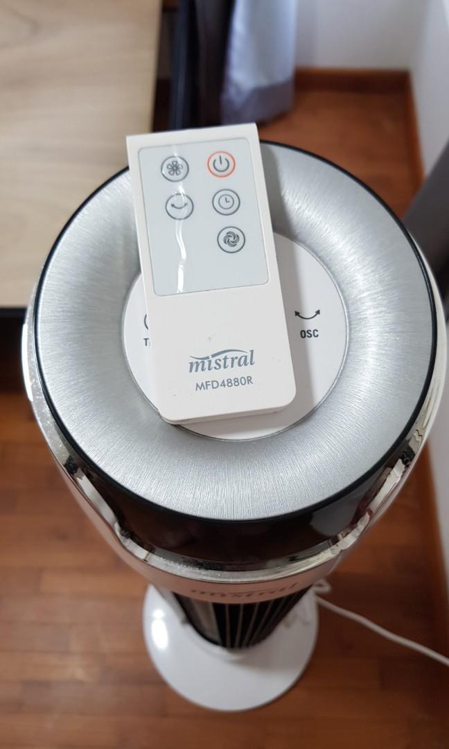 Mistral Standing Tower Fan with Remote, Furniture & Home Living