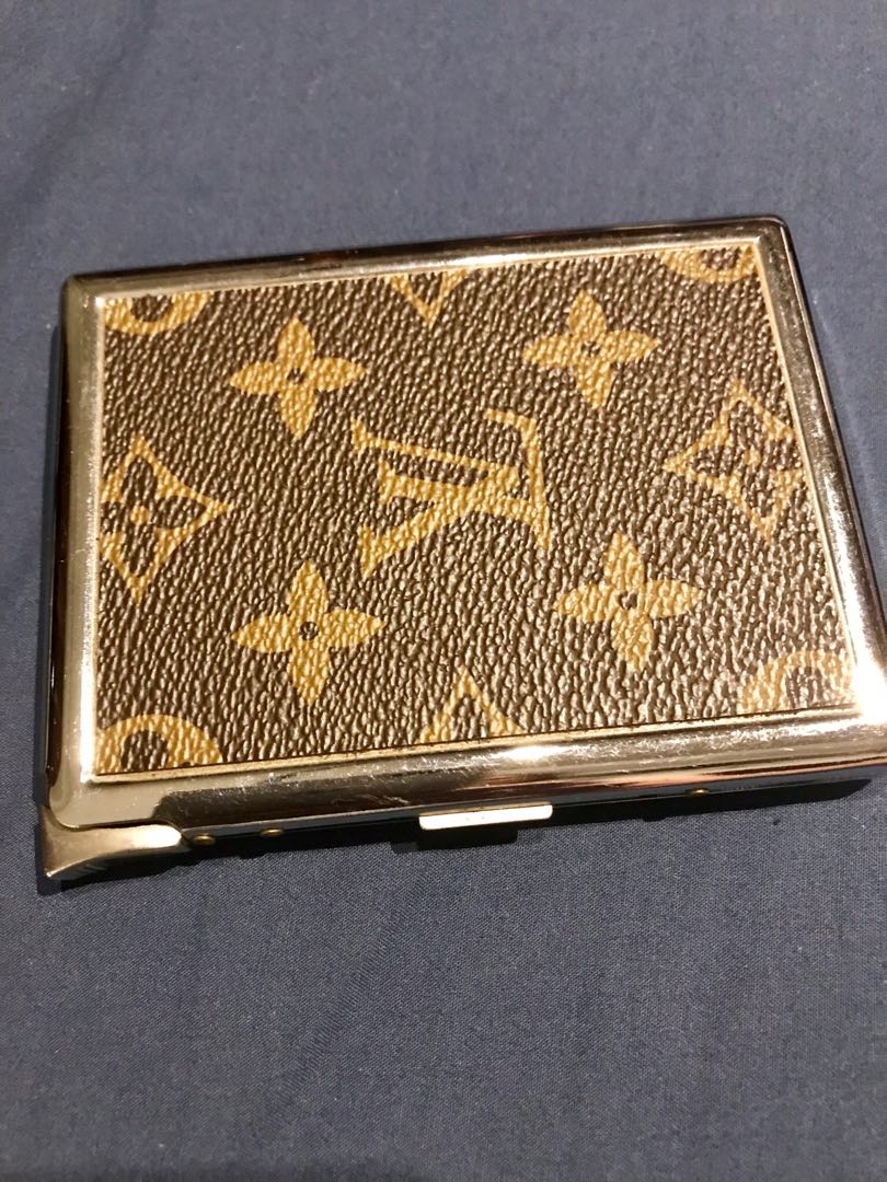 NOT AUTHENTIC/FAUX LV print Cigarette Case with attached lighter, Luxury,  Bags & Wallets on Carousell