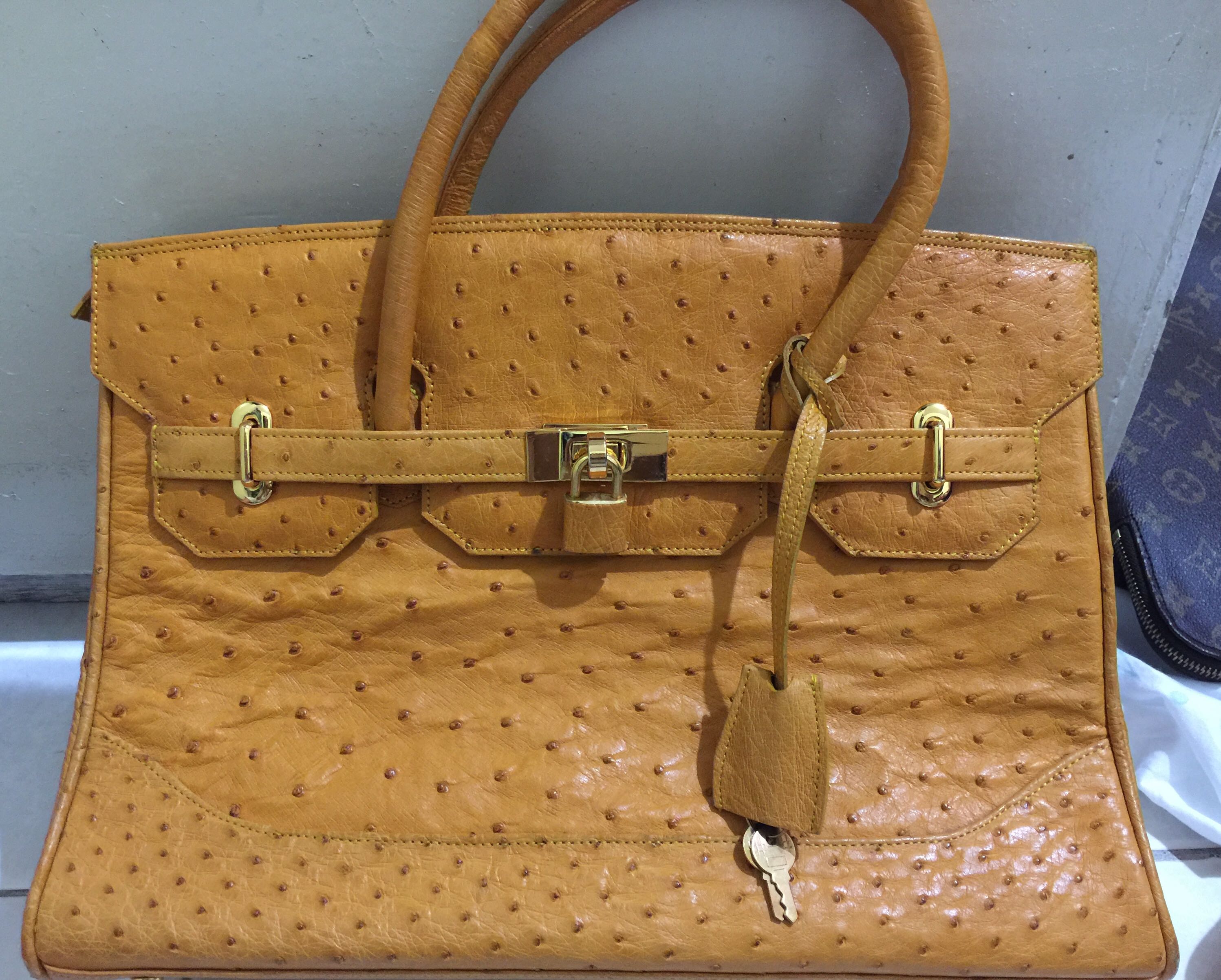 Ostrich leather bag price sales