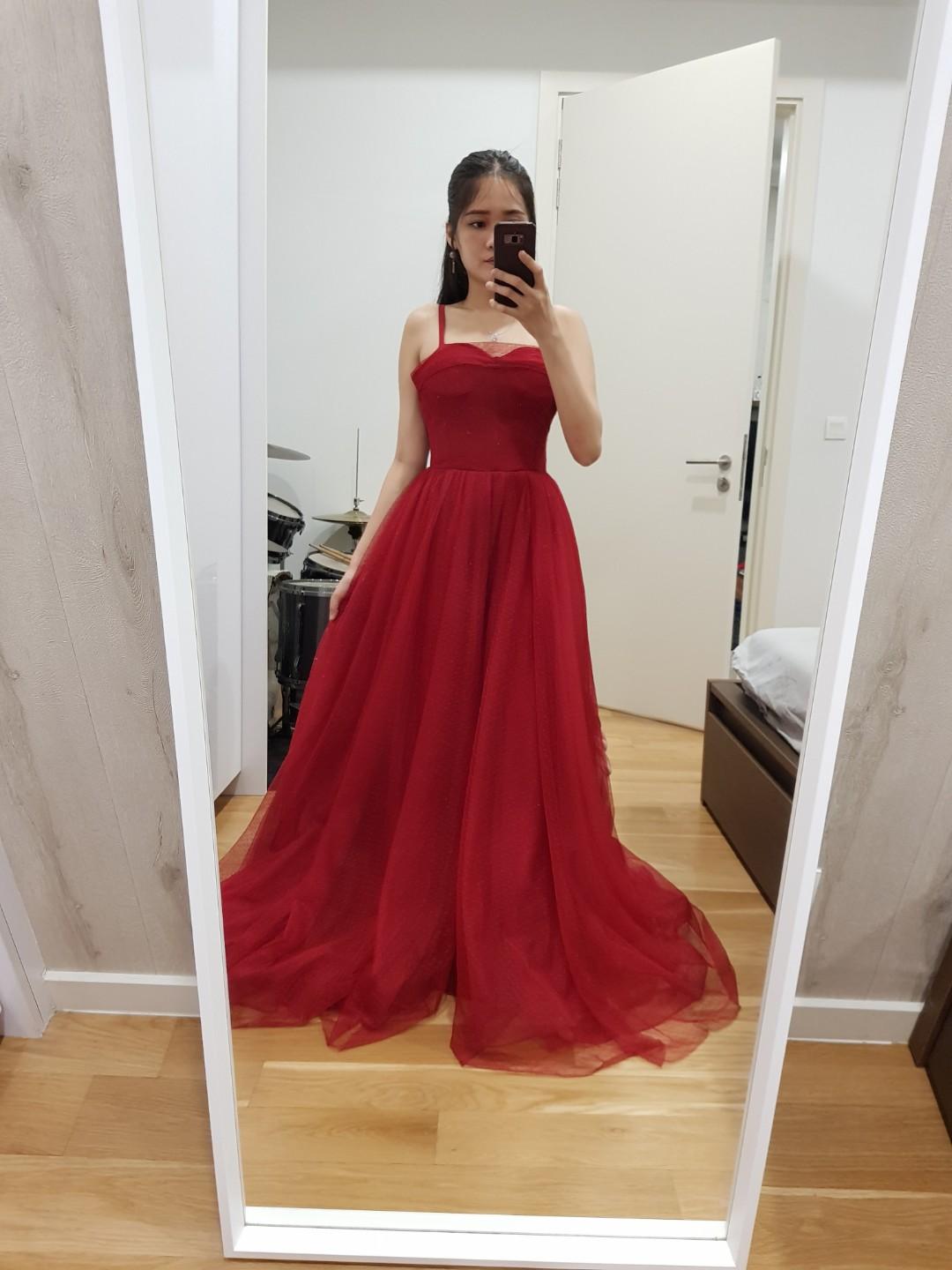Sale 4 For Rm270 Red Wedding Gown On Carousell