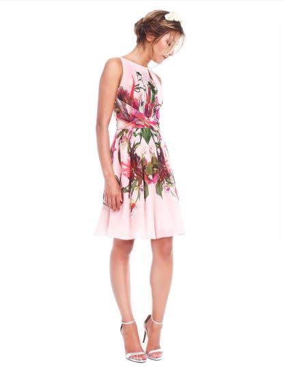 Ted Baker Pink Floral A Line Dress UK size 8