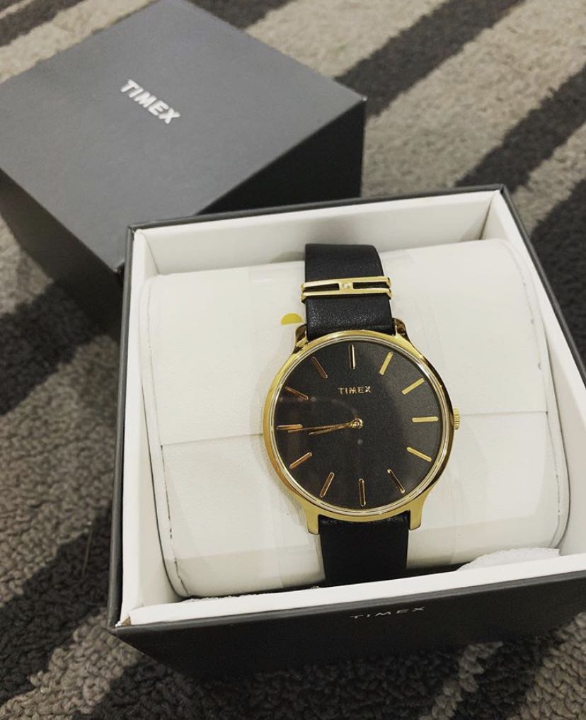 Timex black clearance and gold watch