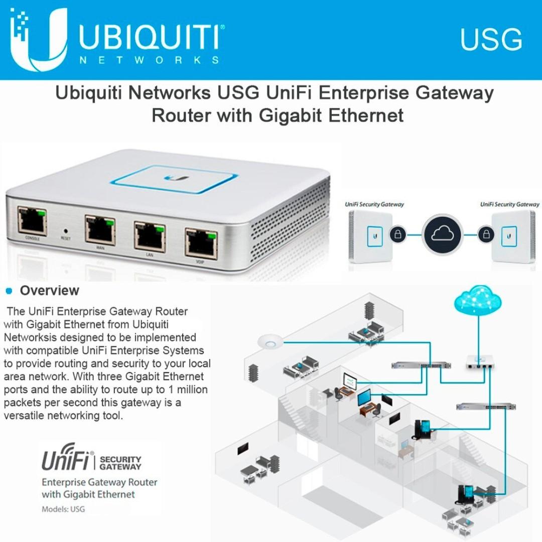 UBIQUITI UNIFI SECURITY GATEWAY ( USG ) (Category: Networking) located in Manila. Submitted by dfa172001 (Listing ID 244468286, Image 1). Description: Product description Model:Security Gateway The Unifi Security Gateway extends the Unifi Enterprise System to provide cost-effective, reliable routing and advanced security for your network. Integration with UniFi Controller: Bundled at no extra charge, the UniFi Controller software conducts device 