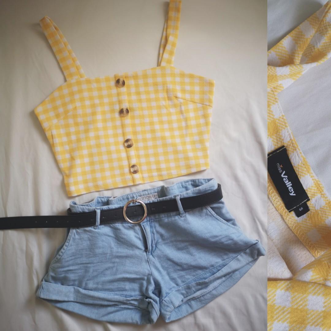 yellow checkered top