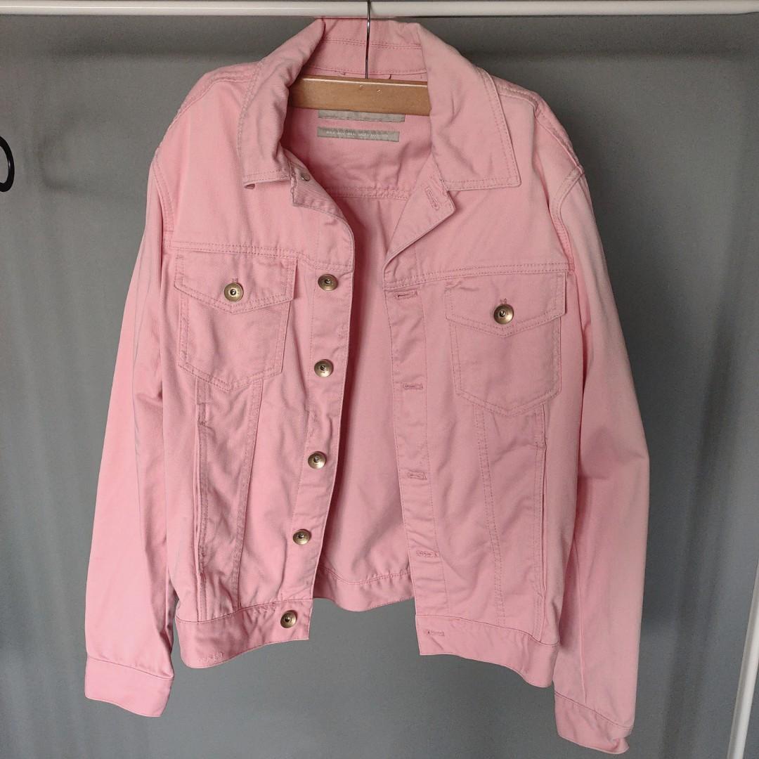 Zara Man's Pink Denim Jacket, Men's 