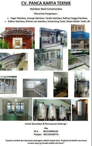 Jasa pengerjaan Stainless Steel (pagar, teralis, kanopi, ralling, dll)