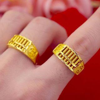 ｛ 老闆必備 招財招桃花 ｝*** 連鎖金店同款 1:1 男士沙金 銅錢算盤 戒指 活圍