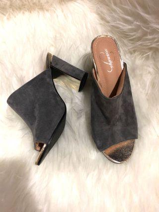 Suede grey heels