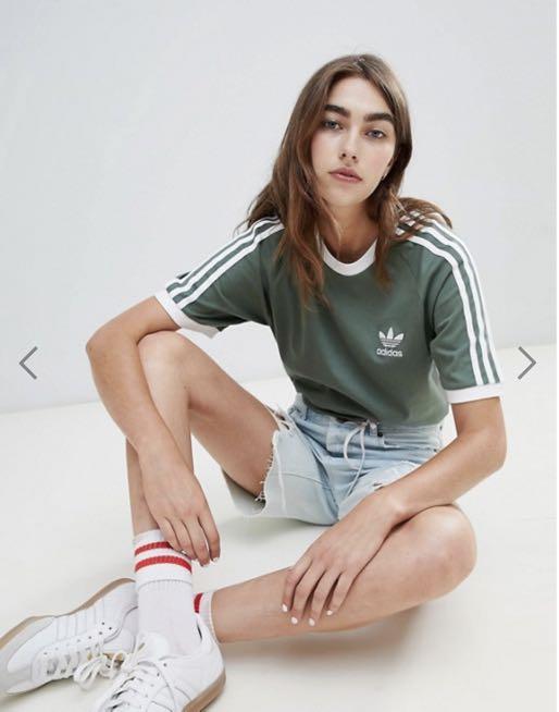 Adidas Originals 3 Stripe T-shirt Khaki 