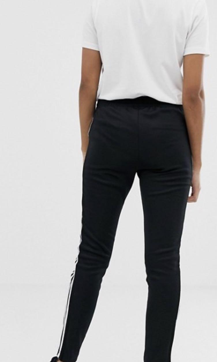 Adidas originals three stripe cigarette pants in black store