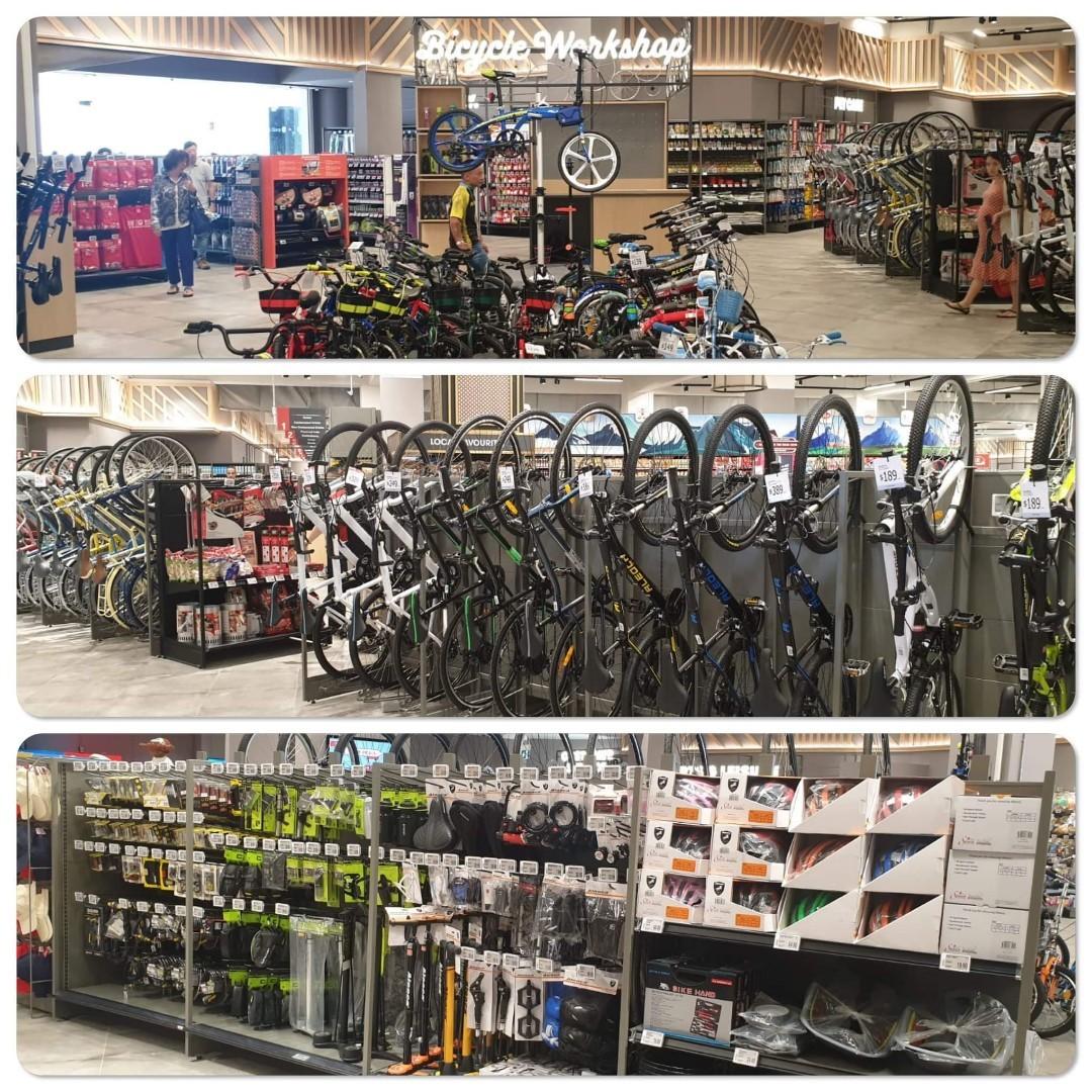 Bicycle accessories available at NTUC Xtra Vivocity Moon Lights Birzman Pumps Tools OnGuard Locks Darevie Gloves and Socks
