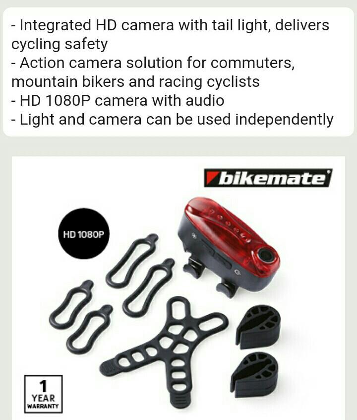 Bikemate hd action camera with tail light store