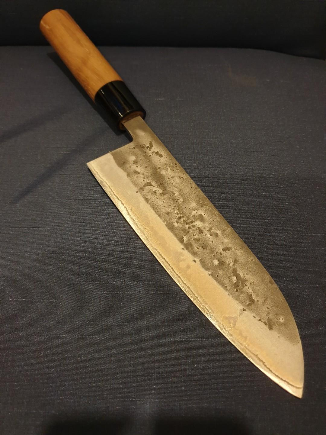 Blue Carbon Steel Hammered Mist Wa Santoku Kitchen Knife Home Appliances Kitchenware On Carousell