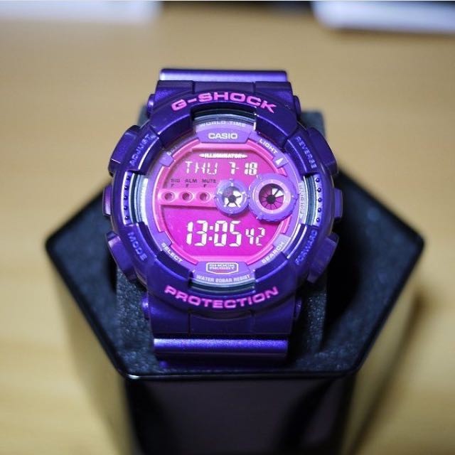 CASIO G SHOCK MENS PURPLE WORLD TIME WATCH GD 100SC 6 GD100SC