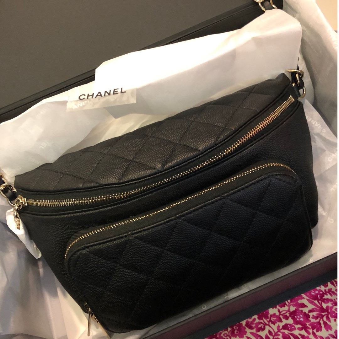 belt bag black leather