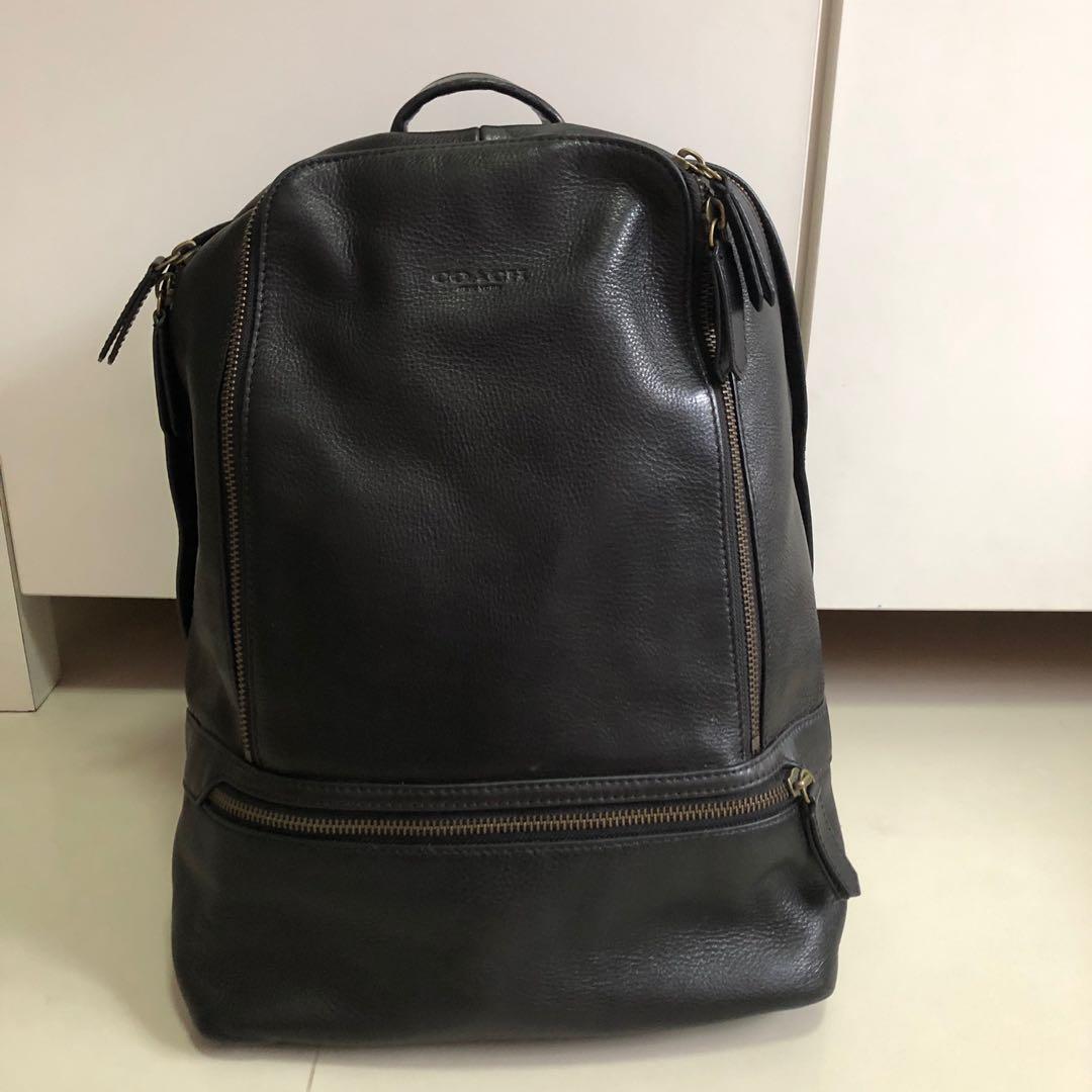 black pebbled leather backpack