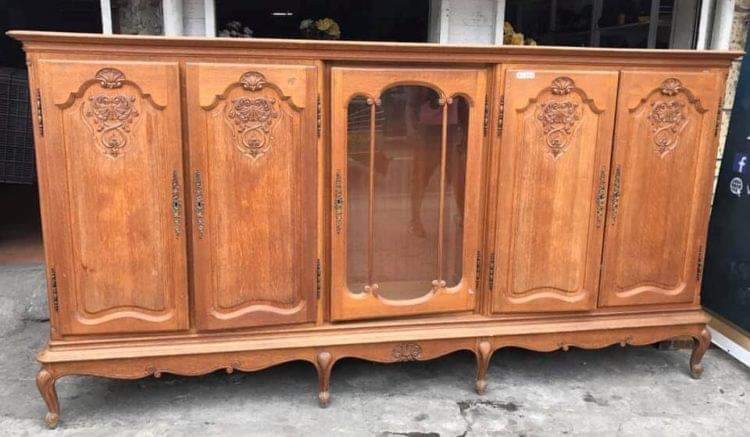 French Sideboard Oak Cabinet Five Doors With Glass Home Furniture Furniture Fixtures Others On Carousell