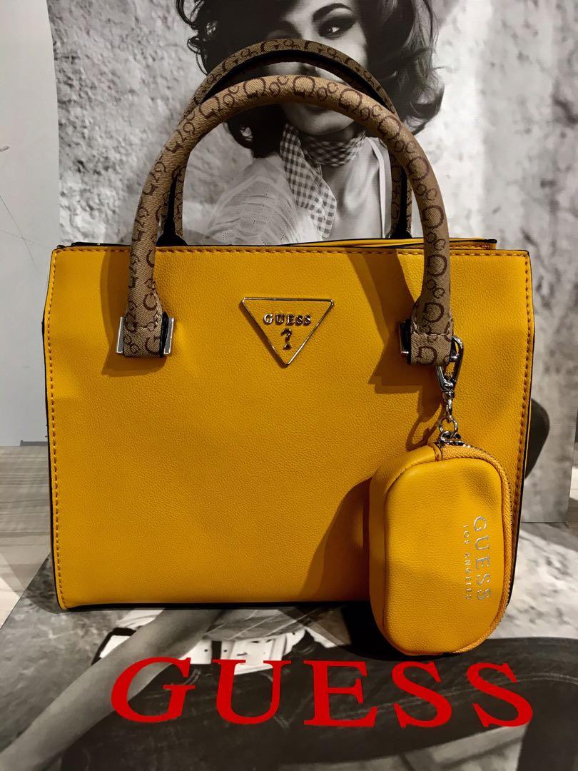 mustard guess handbag