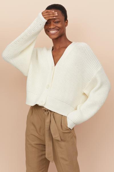 H M ribbed knit black cardigan Women s Fashion Tops Blouses on