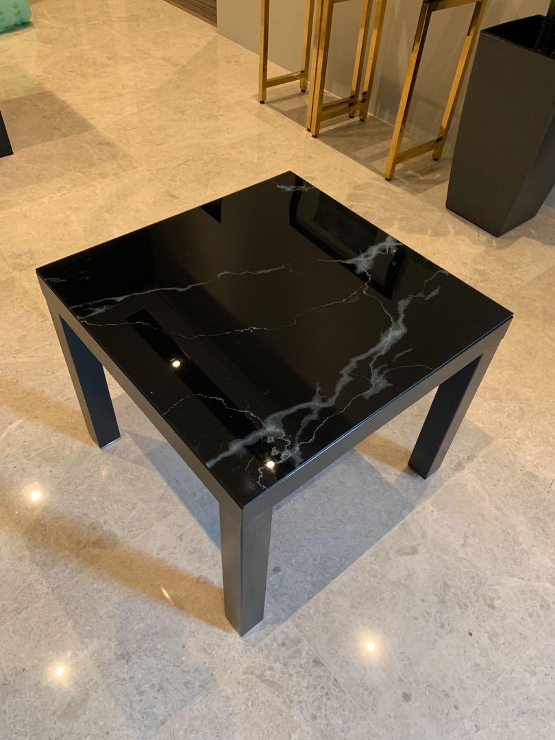 Ikea Lack Coffee Table With Marble Pattern Glass Top Furniture