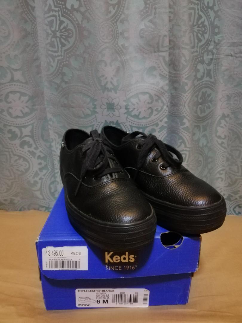 black leather keds