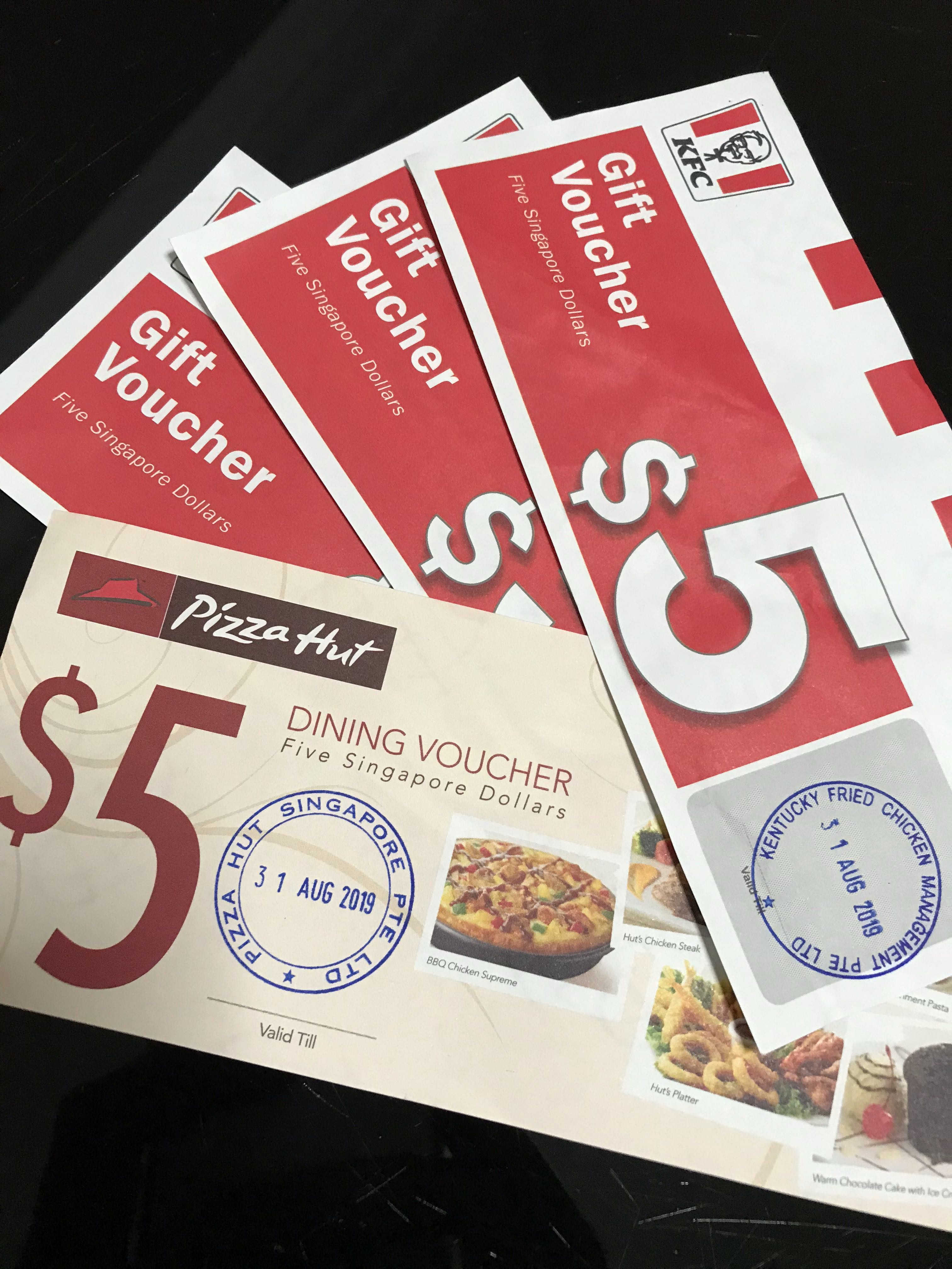 15 Kfc Voucher Get Pizza Hut Free Entertainment Gift Cards Vouchers On Carousell - roblox song id kfc roblox free 7